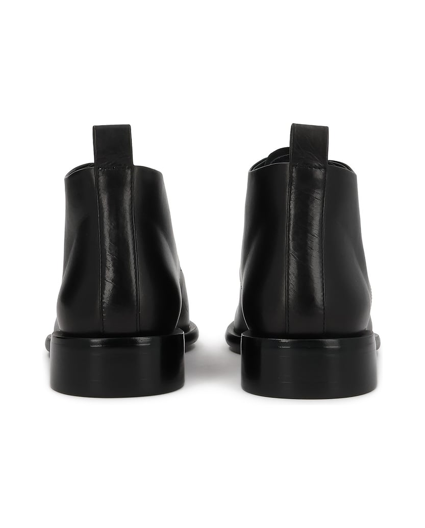 Kazar-Minimalistische-flache-Schnürstiefel-aus-Leder-schwarz