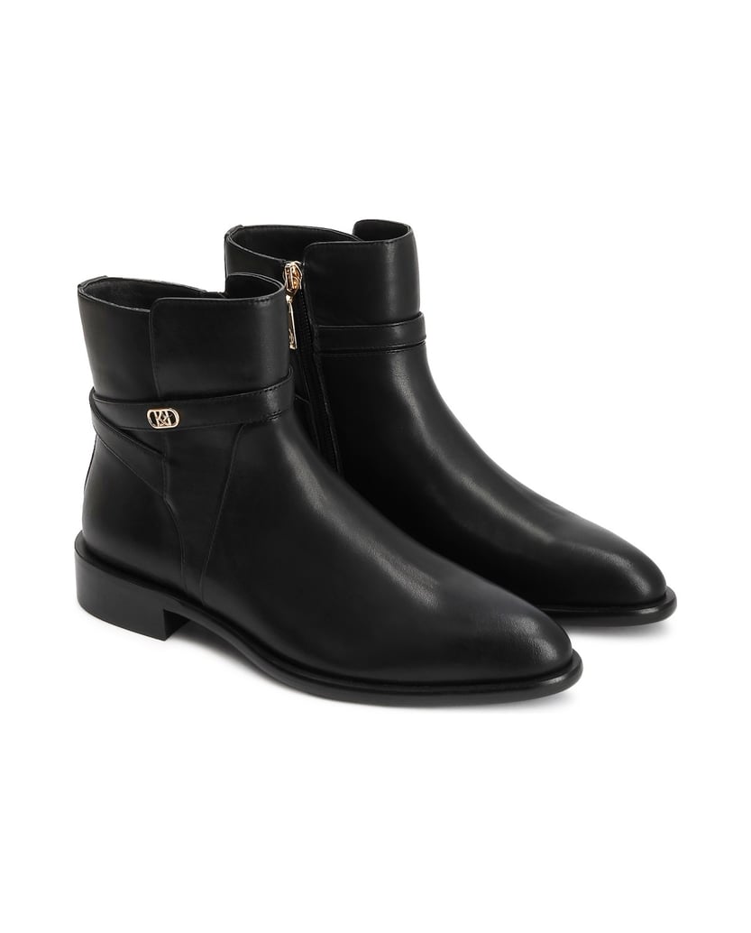Kazar-Stiefeletten-aus-schwarzem-Leder-in-Schwarz-mit-Gürtel-und-Monogramm-schwarz