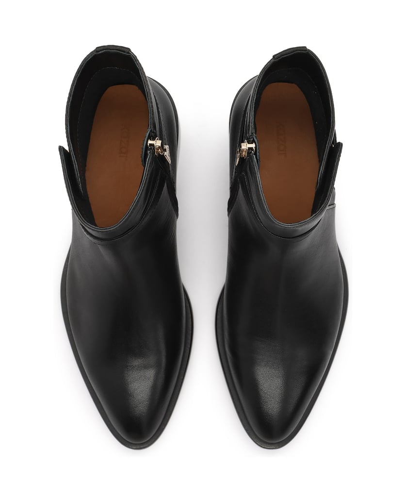 Kazar-Stiefeletten-aus-schwarzem-Leder-in-Schwarz-mit-Gürtel-und-Monogramm-schwarz