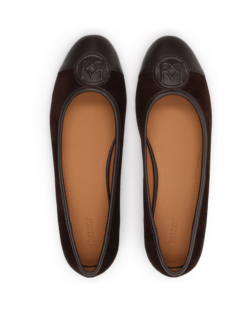 Kazar-Braune-Ballerinas-aus-Wildleder-und-Glattleder-dunkelbraun
