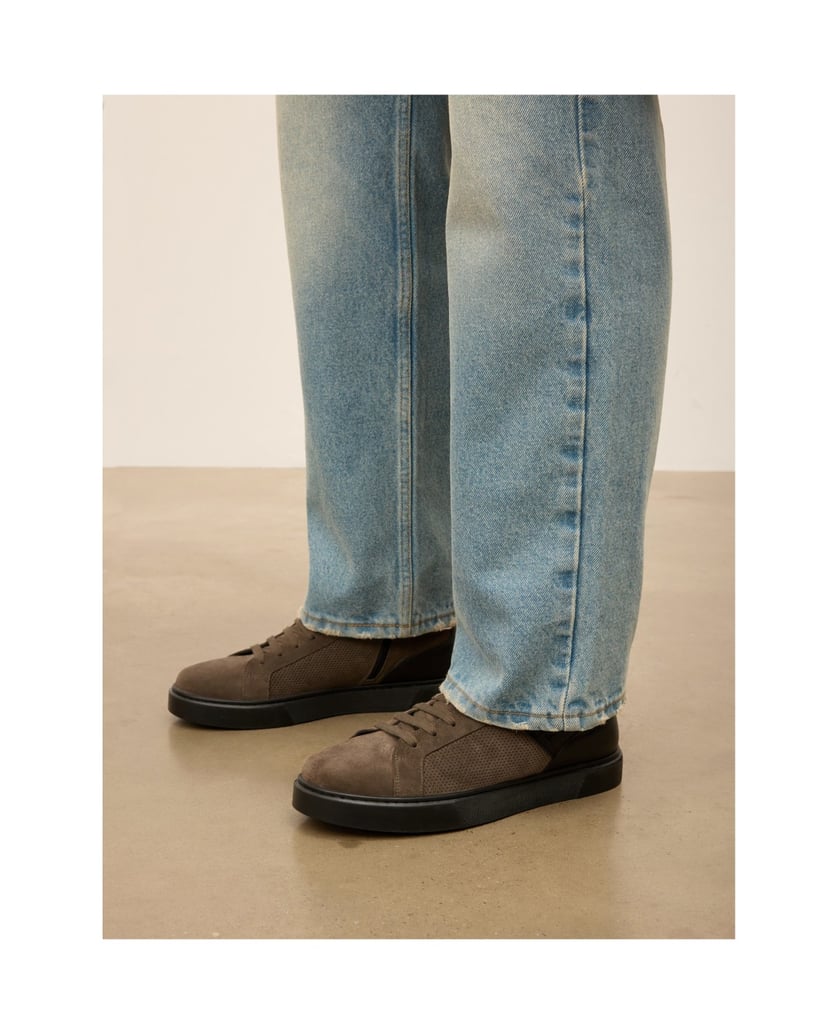 Kazar-Taupe-Sneakers-für-Herren-aus-perforiertem-Leder-und-Wildleder-taupe
