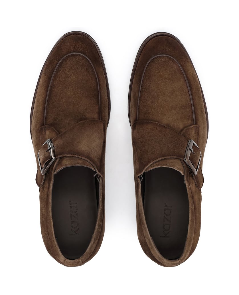 Kazar-Braune-Wildleder-Monki-Schuhe-mit-Schnalle-braun