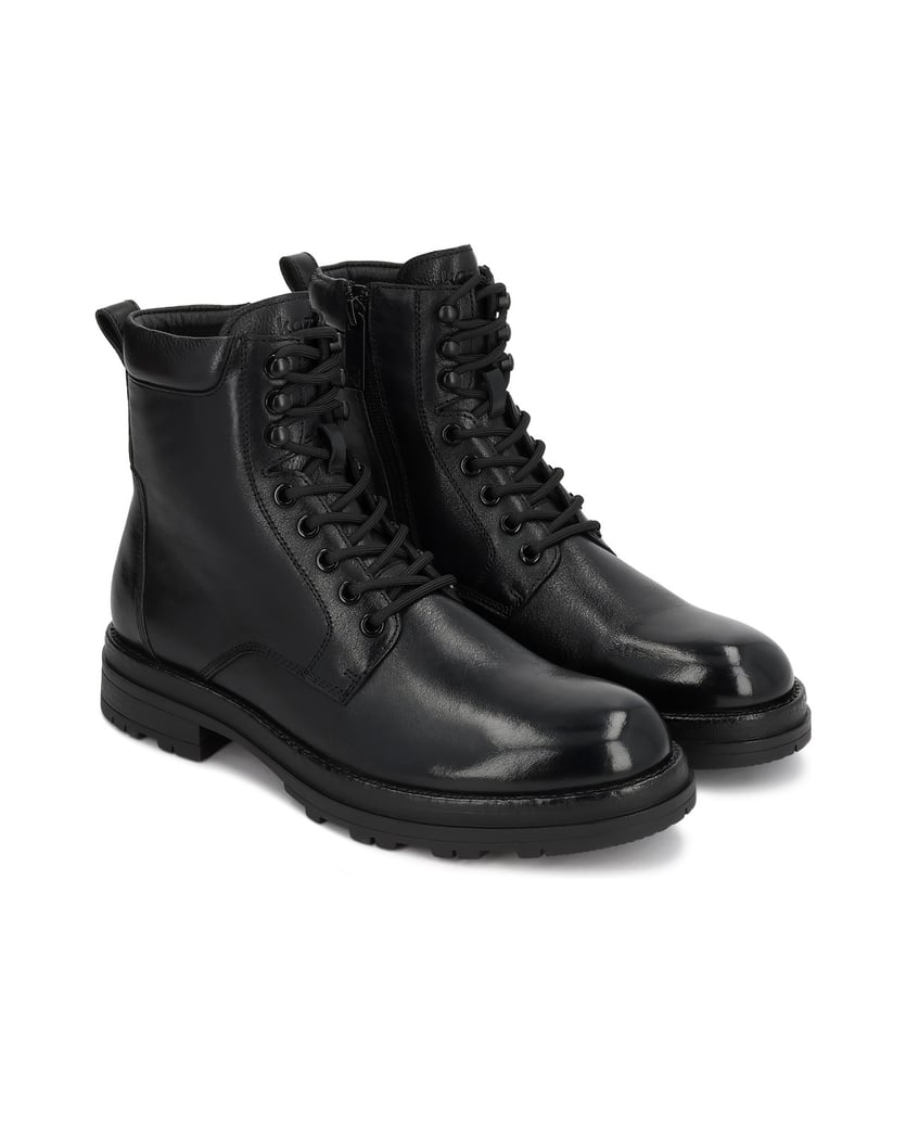 Kazar-Klassische-schwarze-flache-Schnürstiefel-für-Herren-aus-Leder-schwarz