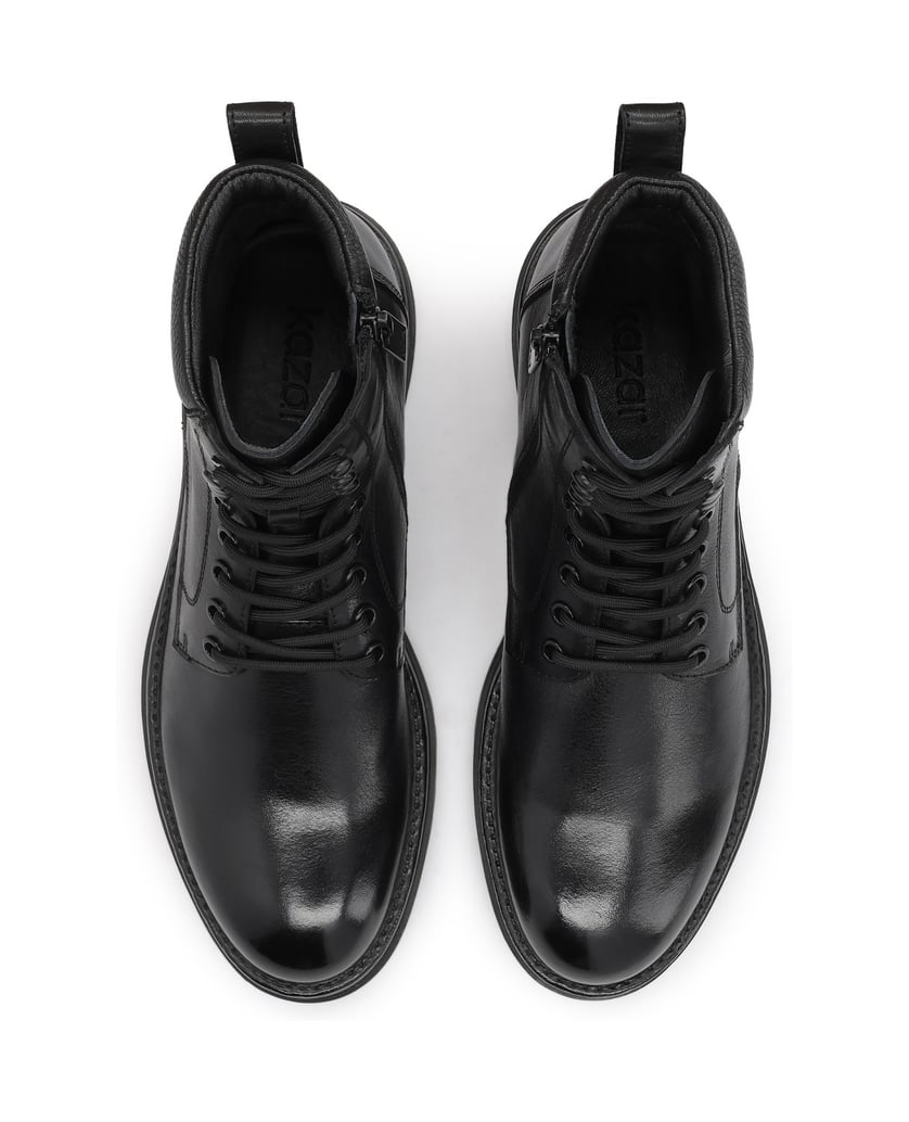 Kazar-Klassische-schwarze-flache-Schnürstiefel-für-Herren-aus-Leder-schwarz