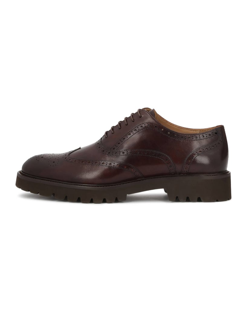 Kazar-Halbschuhe-aus-Leder-mit-durchbrochener-Verzierung-braun
