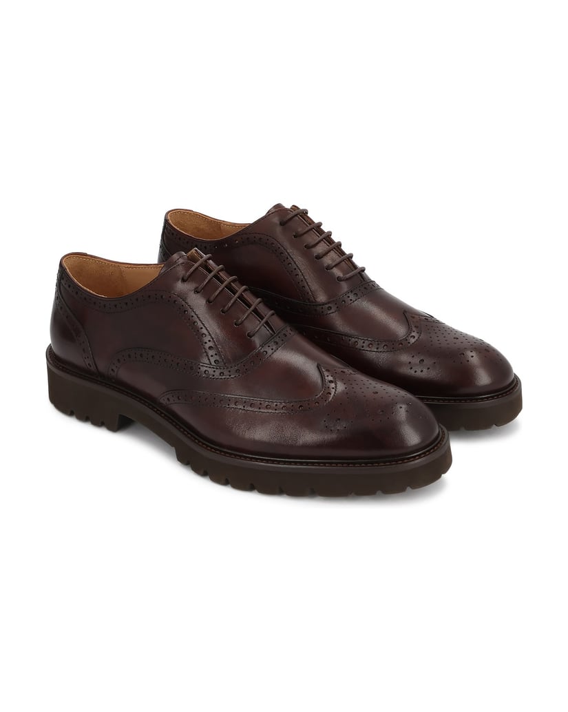 Kazar-Halbschuhe-aus-Leder-mit-durchbrochener-Verzierung-braun