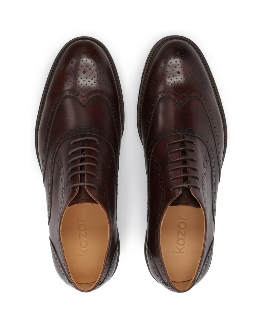 Kazar-Halbschuhe-aus-Leder-mit-durchbrochener-Verzierung-braun