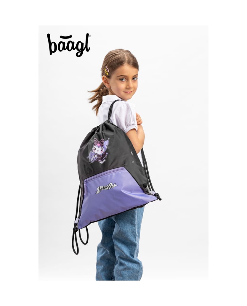 Baagl-Schulrucksack-Set-Airy-Kuromi-Fortune-Dream-5tlg:-Schulrucksack,-Federmäppchen,-Turnbeutel,-Schürze,-Brustbeutel-schwarz