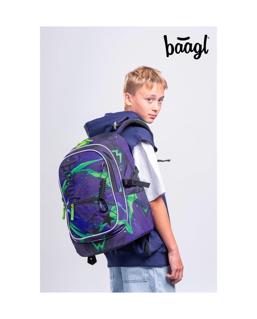 Baagl-Schulrucksack-Set-Core-Football-Champion-5tlg.:-Schulrucksack,-Federmäppchen,-Turnbeutel,-Bauchtasche,-Laptophülle-blau
