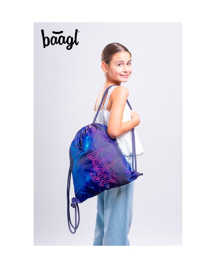 Baagl-Schulrucksack-Set-Core-Nova-5tlg.:-Schulrucksack,-Federmäppchen,-Turnbeutel,-Bauchtasche,-Laptophülle-lila