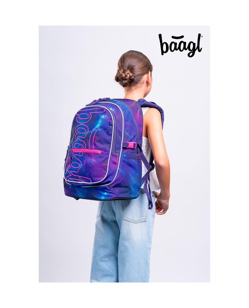 Baagl-Schulrucksack-Set-Core-Nova-5tlg.:-Schulrucksack,-Federmäppchen,-Turnbeutel,-Bauchtasche,-Laptophülle-lila