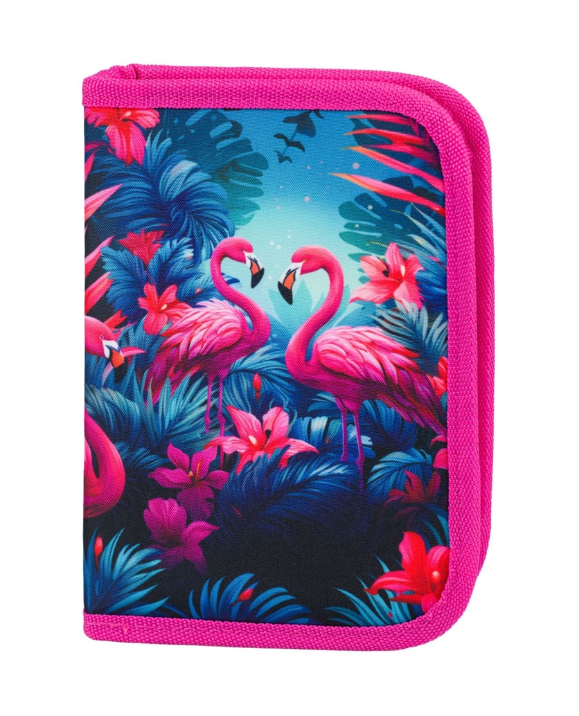 Baagl-Schulranzen-Set-Ergo-Flamingos-5tlg.:-Schulranzen,-Federmäppchen,-Turnbeutel,-Schürze,-Brustbeutel-rosa