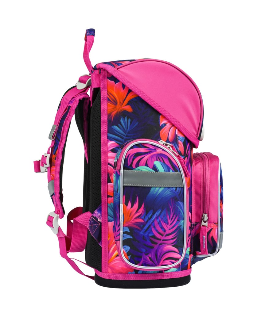 Baagl-Schulranzen-Set-Ergo-Flamingos-5tlg.:-Schulranzen,-Federmäppchen,-Turnbeutel,-Schürze,-Brustbeutel-rosa
