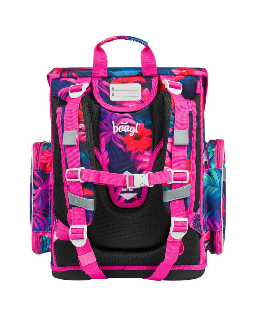 Baagl-Schulranzen-Set-Ergo-Flamingos-5tlg.:-Schulranzen,-Federmäppchen,-Turnbeutel,-Schürze,-Brustbeutel-rosa