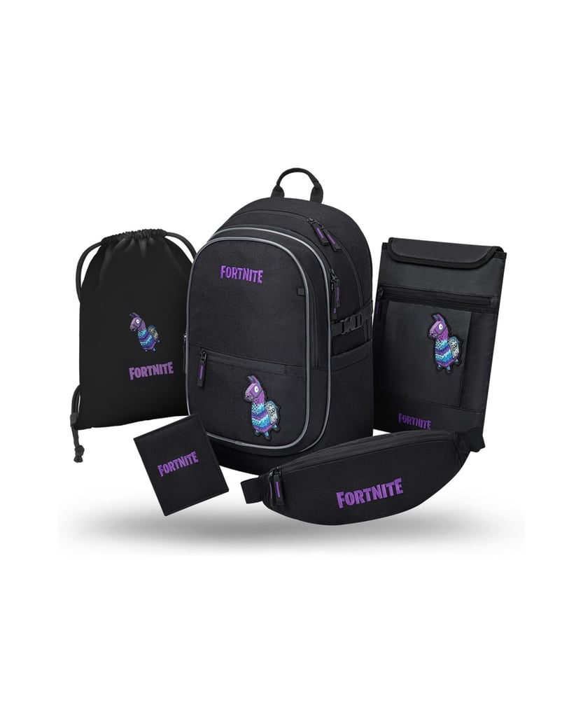 Baagl-Schulrucksack-Set-Core-Fortnite-Llama-5tlg-schwarz