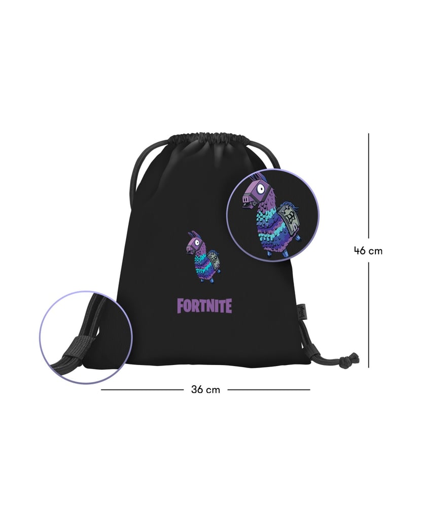 Baagl-Schulrucksack-Set-Core-Fortnite-Llama-5tlg-schwarz