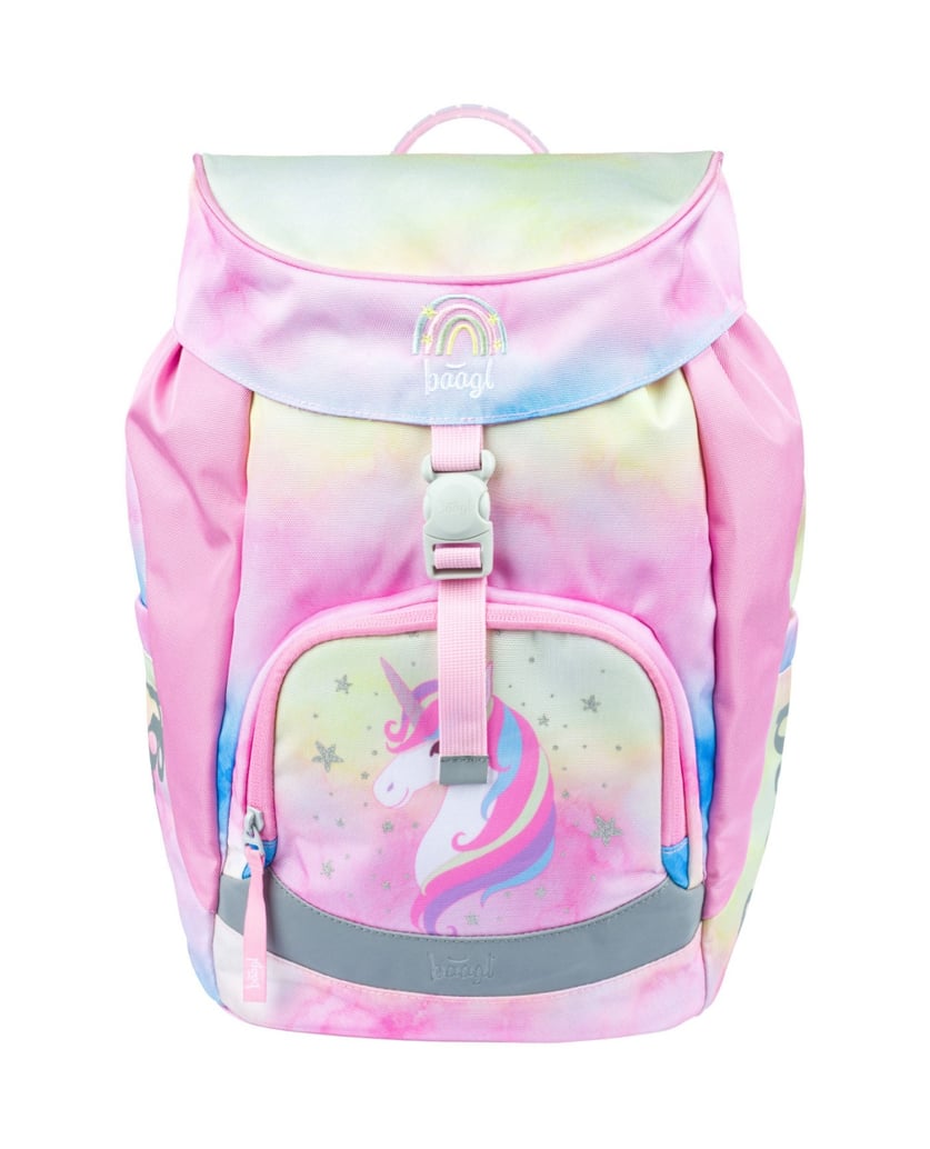 Baagl-Schulrucksack-Set-Airy-Rainbow-Unicorn-5tlg:-Schulrucksack,-Federmäppchen,-Turnbeutel,-Schürze,-Brustbeutel-rosa