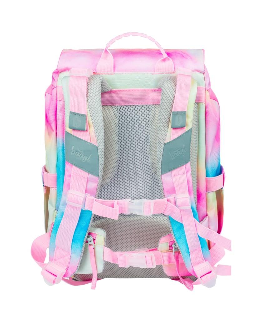 Baagl-Schulrucksack-Set-Airy-Rainbow-Unicorn-5tlg:-Schulrucksack,-Federmäppchen,-Turnbeutel,-Schürze,-Brustbeutel-rosa