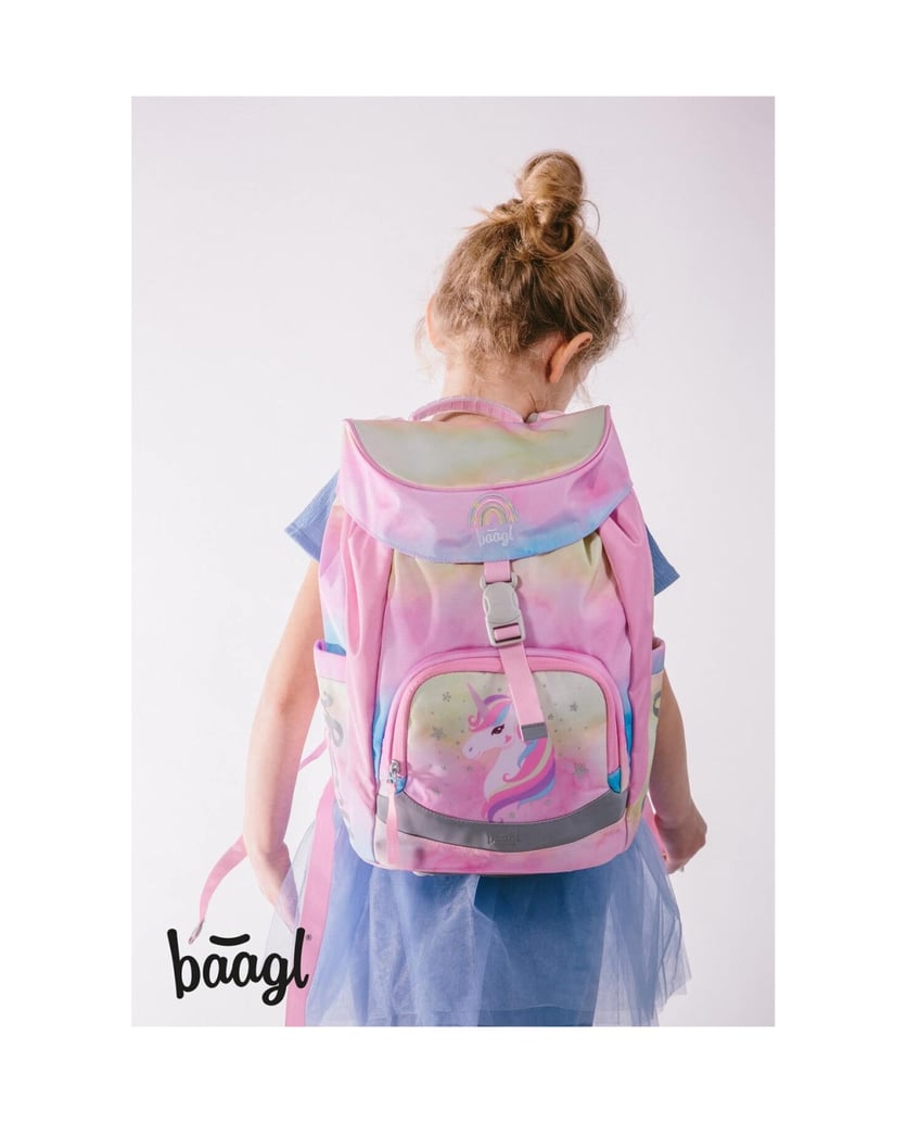 Baagl-Schulrucksack-Set-Airy-Rainbow-Unicorn-5tlg:-Schulrucksack,-Federmäppchen,-Turnbeutel,-Schürze,-Brustbeutel-rosa