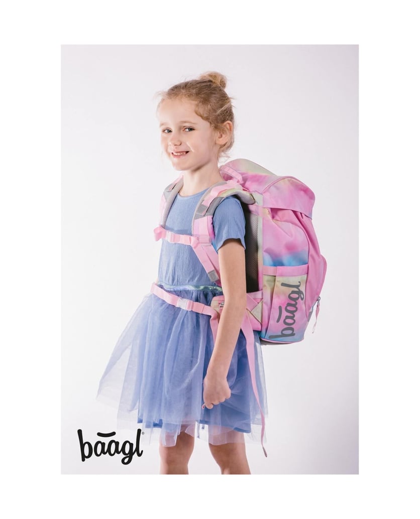 Baagl-Schulrucksack-Set-Airy-Rainbow-Unicorn-5tlg:-Schulrucksack,-Federmäppchen,-Turnbeutel,-Schürze,-Brustbeutel-rosa
