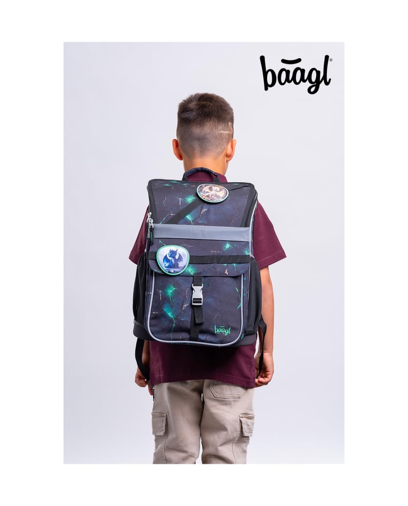 Baagl-Schulranzen-Set-Zippy-Drachen-5tlg.:-Schulranzen,-Federmäppchen,-Turnbeutel,-Schürze,-Brustbeutel-schwarz