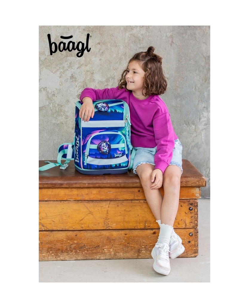 Baagl-Schulranzen-Set-Zippy-Plus-Aurora-5tlg.:-Schulranzen,-Federmäppchen,-Turnbeutel,-Schürze,-Brustbeutel-lila