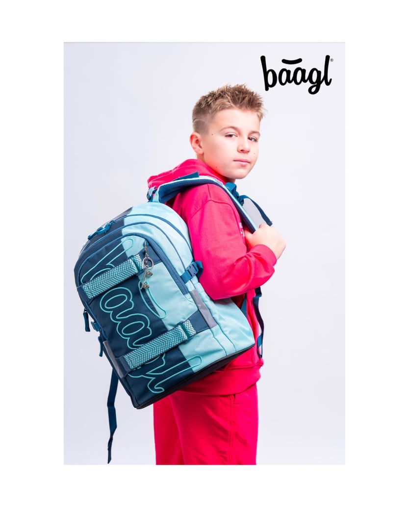 Baagl-Schulrucksack-Set-Skate-Petrol-3tlg.:-Schulrucksack,-Federmäppchen,-Sporttasche-grün