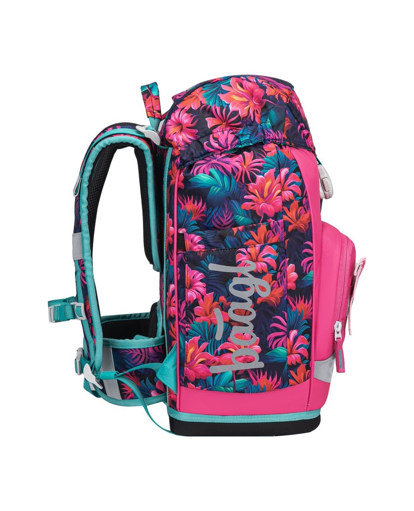 Baagl-Schulrucksack-Set-Airy-Plus-Flamingos-5tlg.:-Schulrucksack,-Federmäppchen,-Turnbeutel,-Schürze,-Brustbeutel-blau