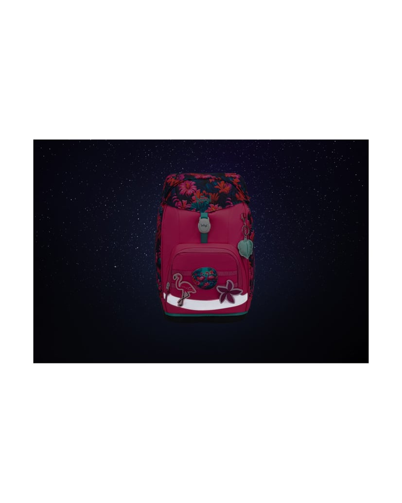 Baagl-Schulrucksack-Set-Airy-Plus-Flamingos-5tlg.:-Schulrucksack,-Federmäppchen,-Turnbeutel,-Schürze,-Brustbeutel-blau