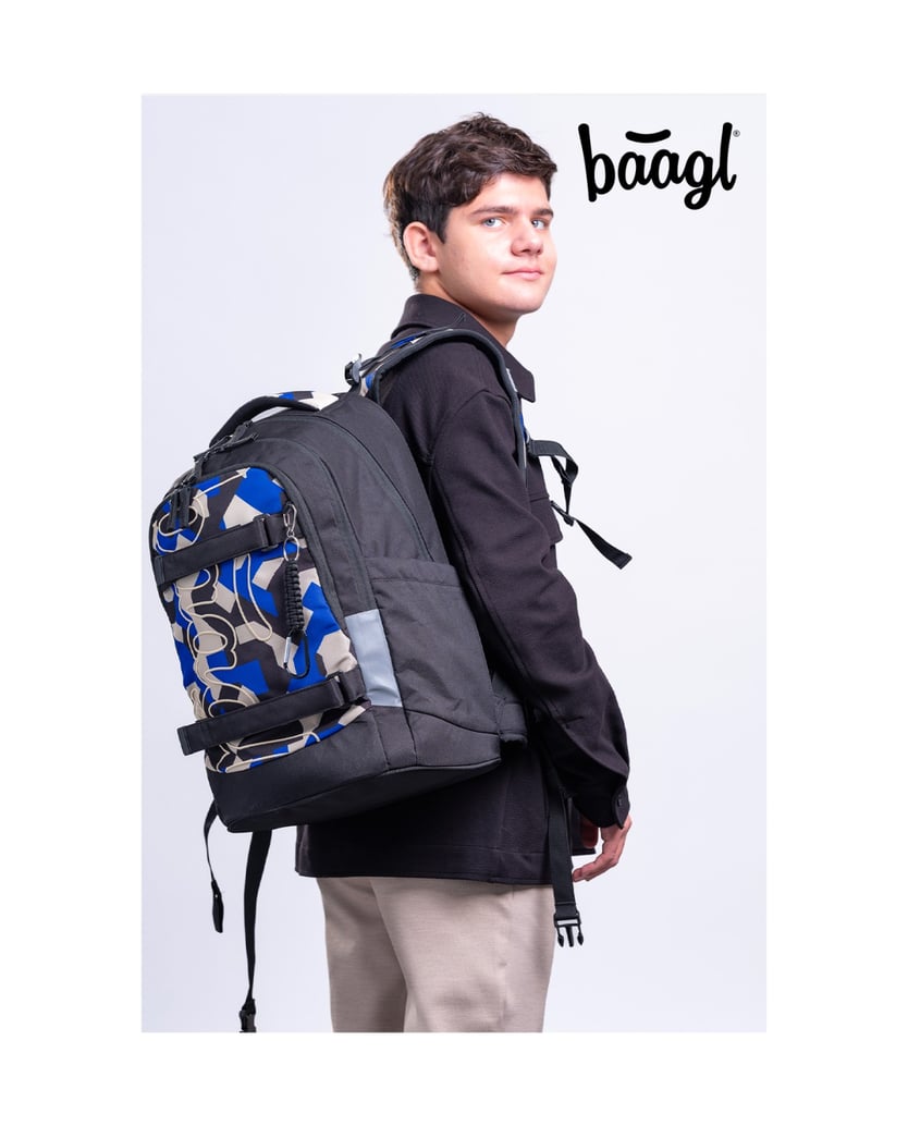 Baagl-Schulrucksack-Set-Skate-Max-Variety-3tlg.:-Schulrucksack,-Federmäppchen,-Turnbeutel-schwarz
