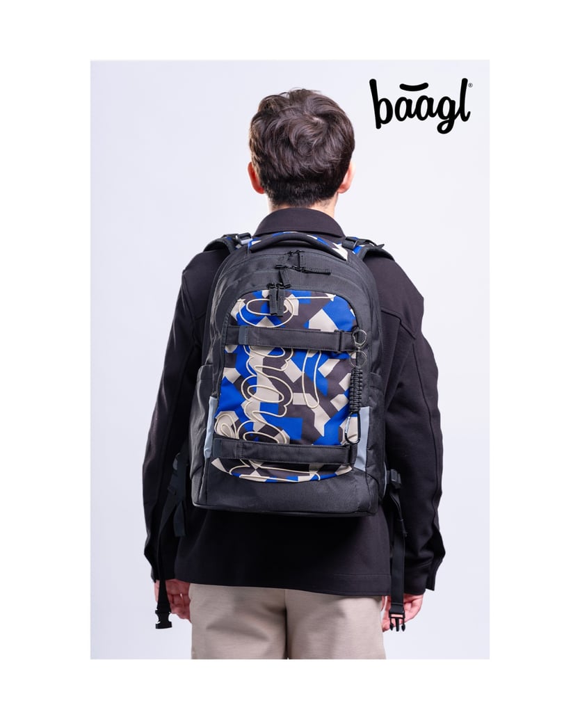 Baagl-Schulrucksack-Set-Skate-Max-Variety-3tlg.:-Schulrucksack,-Federmäppchen,-Turnbeutel-schwarz