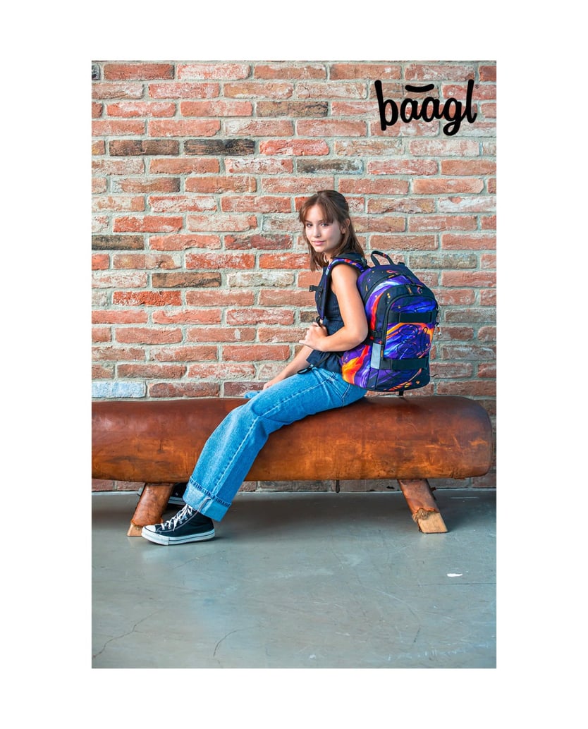 Baagl-Schulrucksack-Set-Skate-Vibe-3tlg.:-Schulrucksack,-Federmäppchen,-Sporttasche-lila