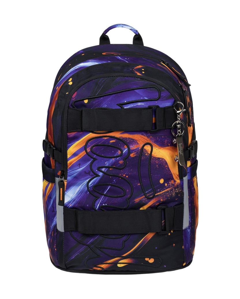 Baagl-Schulrucksack-Set-Skate-Vibe-3tlg.:-Schulrucksack,-Federmäppchen,-Sporttasche-lila