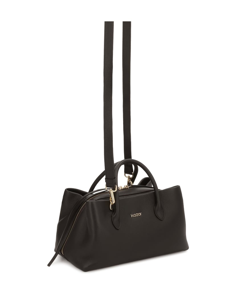 Kazar-Dunkelbraune-Ledertasche-mit-skulpturalen-Linien-dunkelbraun