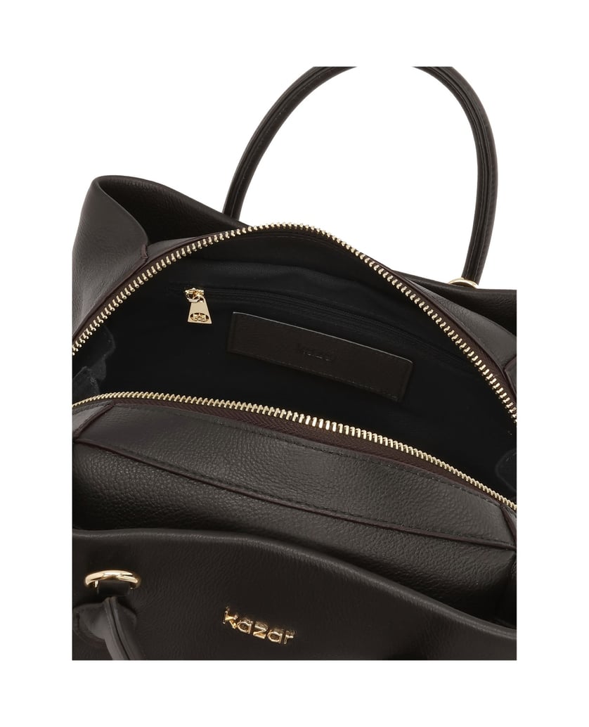 Kazar-Dunkelbraune-Ledertasche-mit-skulpturalen-Linien-dunkelbraun