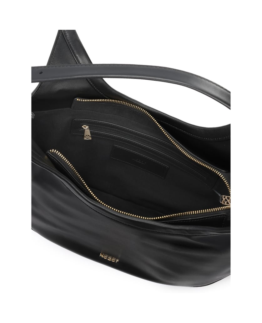 Kazar-Hobo-Tasche-aus-schwarzem-Leder-in-Schwarz-auf-der-Schulter-schwarz