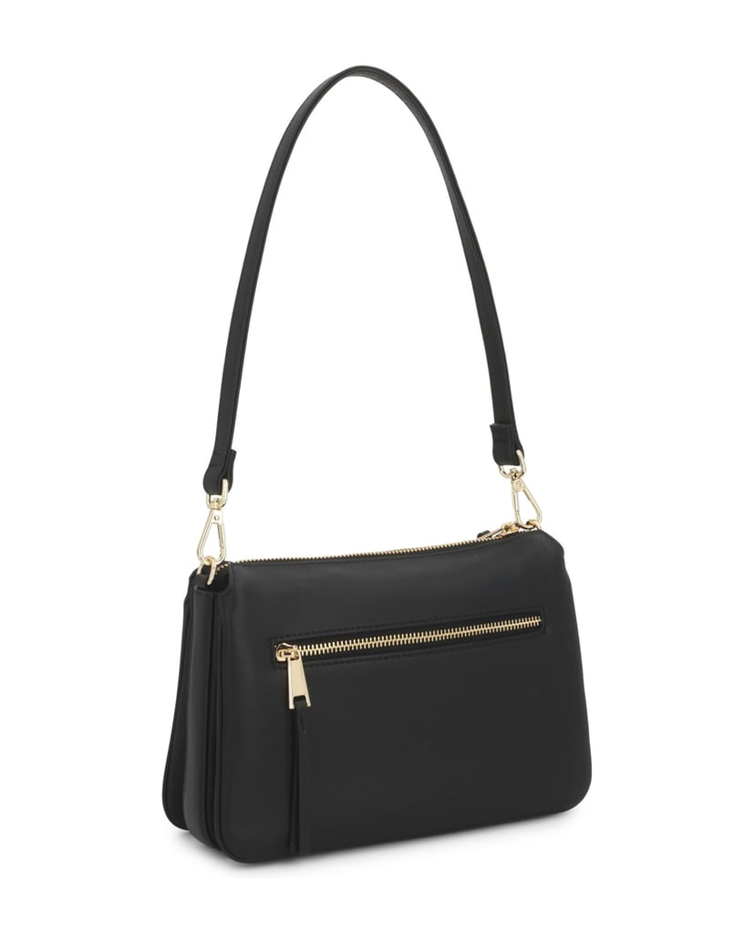 Kazar-Schultertaschen-aus-schwarzem-Leder-in-Schwarz-mit-goldfarbenen-Details-schwarz