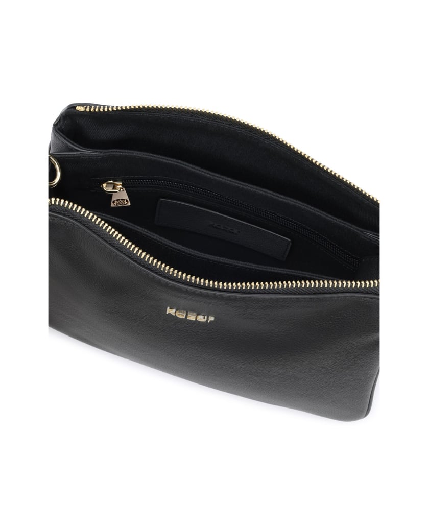 Kazar-Schultertaschen-aus-schwarzem-Leder-in-Schwarz-mit-goldfarbenen-Details-schwarz