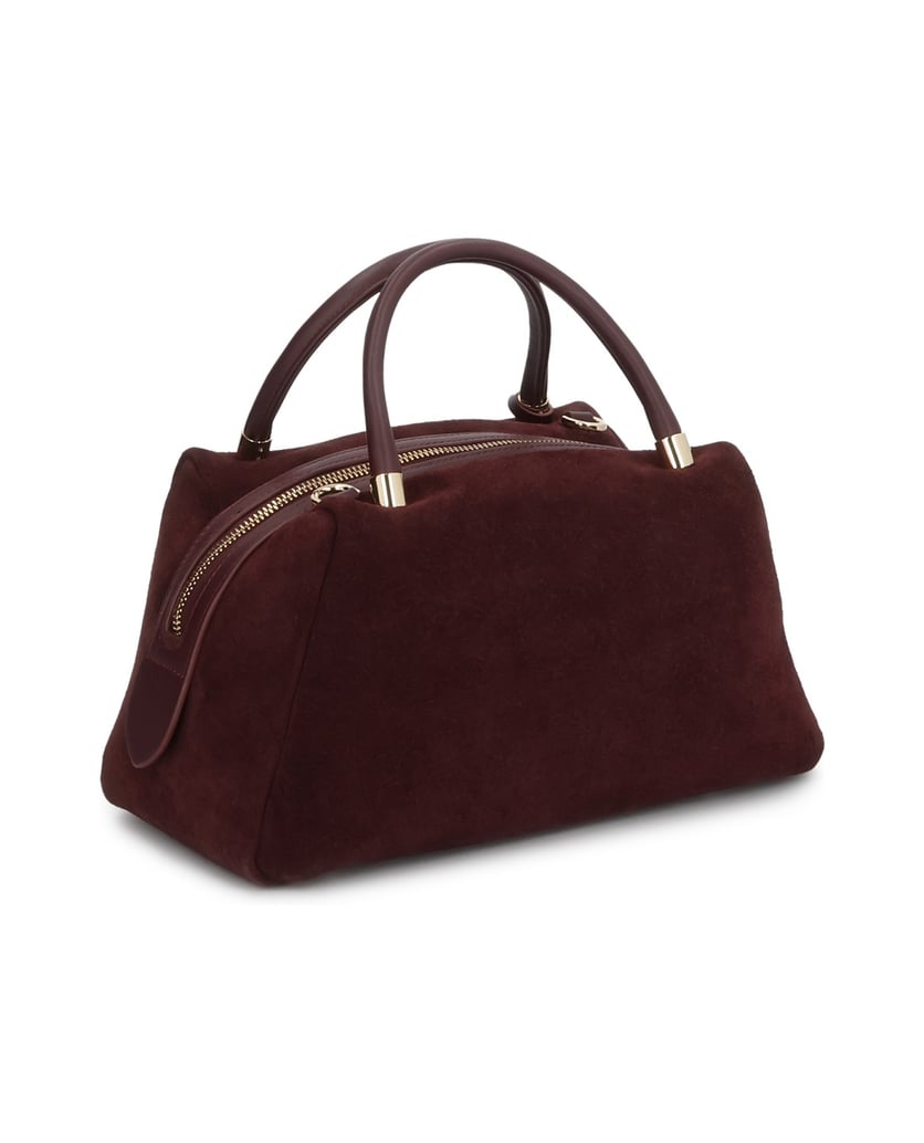 Kazar-Bordeauxfarbene-Tasche-aus-Wildleder-mit-Anhänger-rot