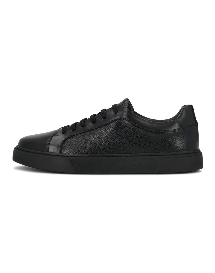 Kazar-Minimalistische-Sneakers-aus-genarbtem-Glatt--und-Erbsenleder-schwarz
