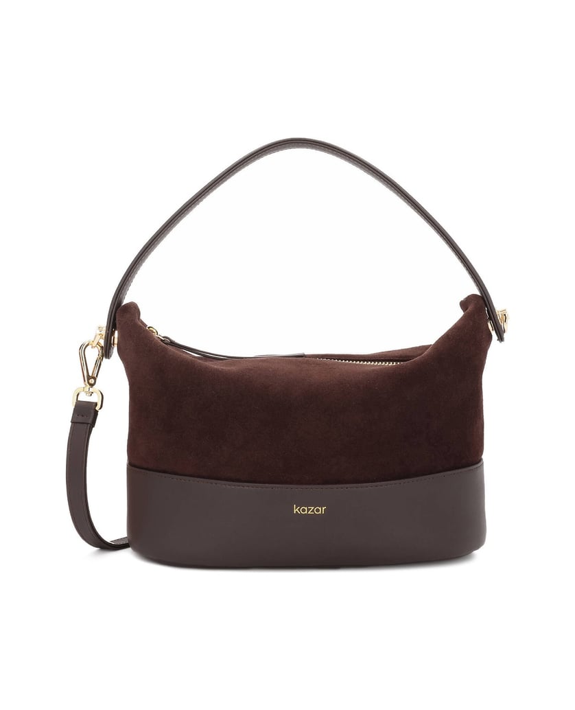 Kazar-Tasche-aus-dunkelbraunem-Wildleder-und-Glattleder-dunkelbraun