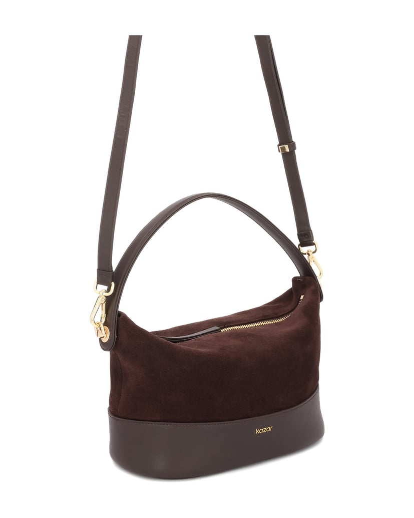 Kazar-Tasche-aus-dunkelbraunem-Wildleder-und-Glattleder-dunkelbraun